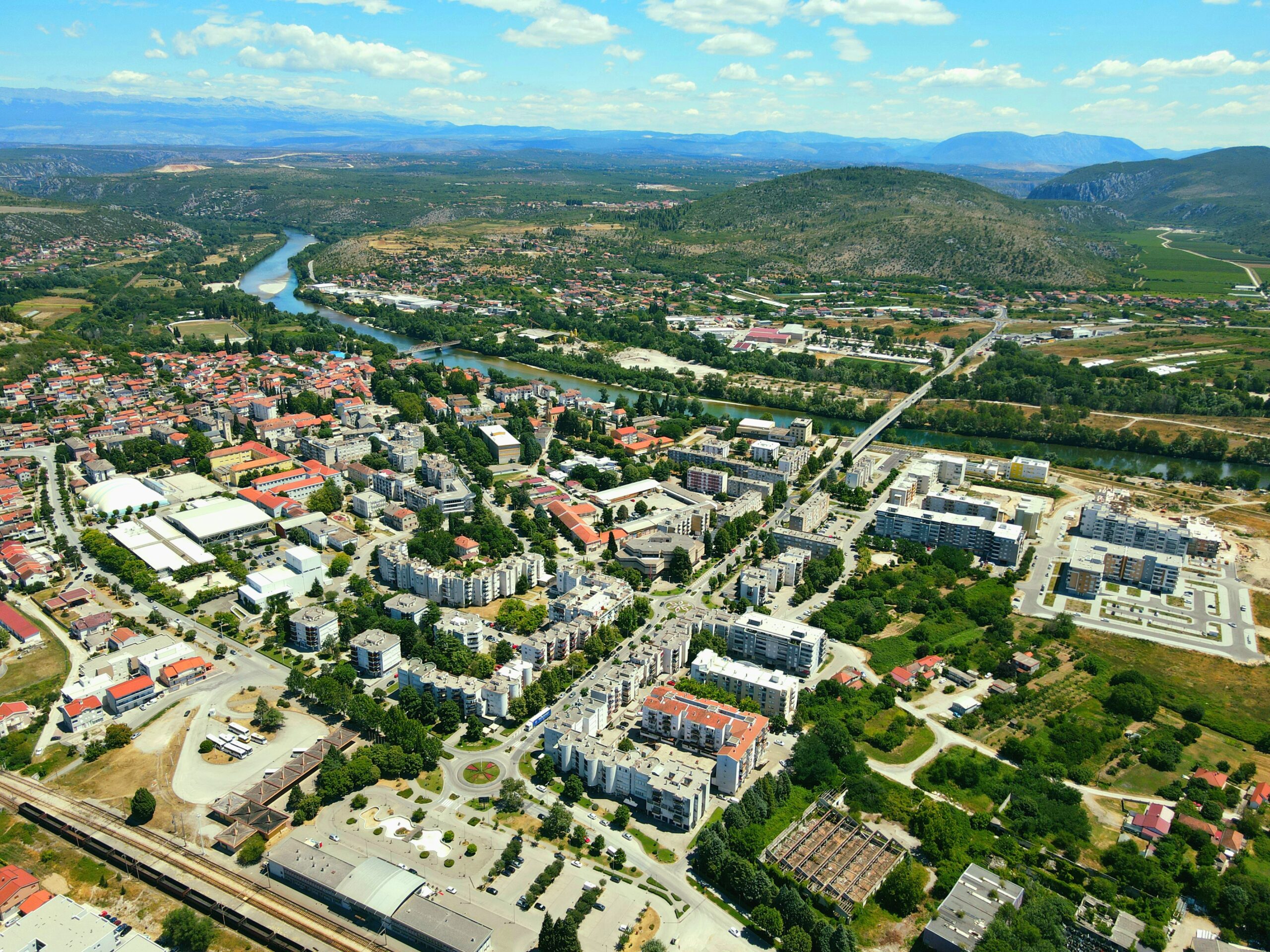 Capljina in the spring with the mountians in the background